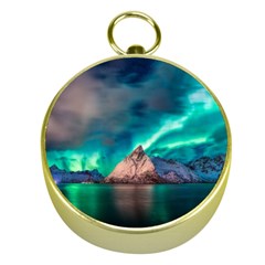 Amazing Aurora Borealis Colors Gold Compasses by Grandong