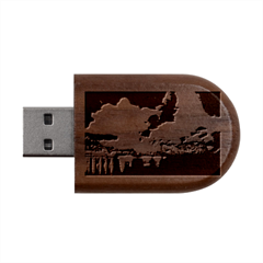 Amazing Aurora Borealis Colors Wood Oval Usb Flash Drive by Grandong