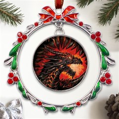 Dragon Metal X mas Wreath Ribbon Ornament