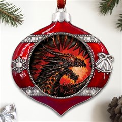 Dragon Metal Snowflake And Bell Red Ornament