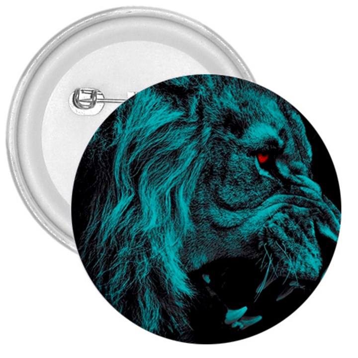 Angry Male Lion Predator Carnivore 3  Buttons