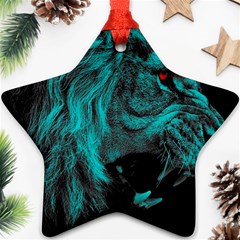 Angry Male Lion Predator Carnivore Ornament (star)