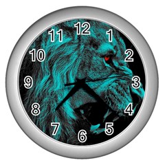 Angry Male Lion Predator Carnivore Wall Clock (silver) by Ndabl3x