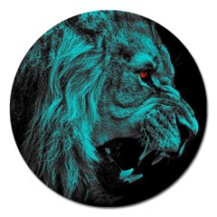 Angry Male Lion Predator Carnivore Magnet 5  (round) by Ndabl3x