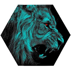 Angry Male Lion Predator Carnivore Wooden Puzzle Hexagon by Ndabl3x