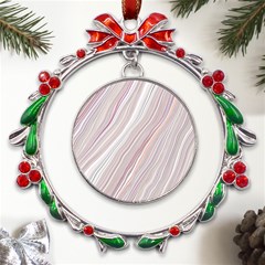 Marble Texture Marble Painting Metal X mas Wreath Ribbon Ornament