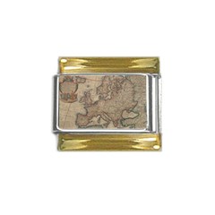 Old Vintage Classic Map Of Europe Gold Trim Italian Charm (9mm)