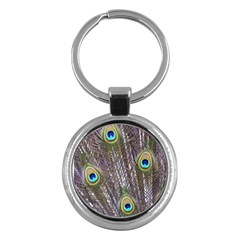 Peacock Bird Feathers Plumage Peacock Key Chain (round) by Perong