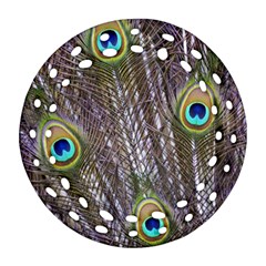 Peacock Bird Feathers Plumage Peacock Round Filigree Ornament (two Sides)