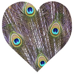 Peacock Bird Feathers Plumage Peacock Wooden Puzzle Heart by Perong