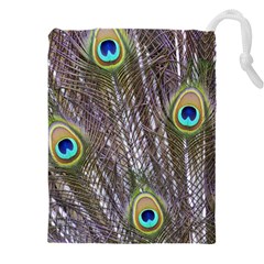 Peacock Bird Feathers Plumage Peacock Drawstring Pouch (4xl) by Perong