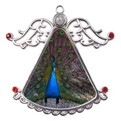 Bird Peacock Feathers Metal Angel With Crystal Ornament by Perong