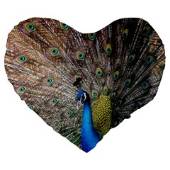 Peacock Bird Animal Peafowl Large 19  Premium Heart Shape Cushions by Perong