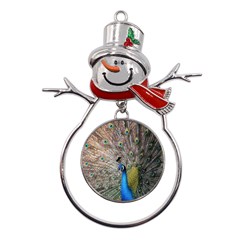 Peacock Bird Animal Peafowl Metal Snowman Ornament by Perong