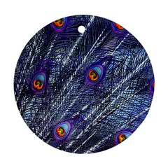 Peacock Bird Feathers Coloured Plumage Round Ornament (two Sides)