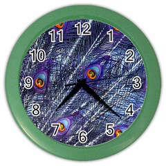 Peacock Bird Feathers Coloured Plumage Color Wall Clock by Perong