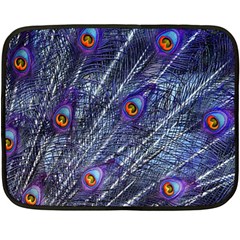 Peacock Bird Feathers Coloured Plumage Fleece Blanket (mini) by Perong