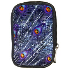 Peacock Bird Feathers Coloured Plumage Compact Camera Leather Case