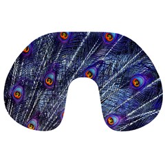 Peacock Bird Feathers Coloured Plumage Travel Neck Pillow by Perong