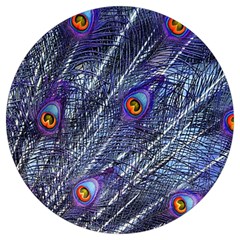 Peacock Bird Feathers Coloured Plumage Round Trivet by Perong