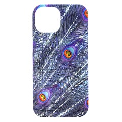 Peacock Bird Feathers Coloured Plumage Iphone 15 Black Uv Print Pc Hardshell Case by Perong