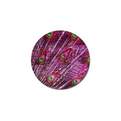 Peacock Feathers Coloured Plumage Pink Red Golf Ball Marker