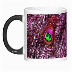 Peacock Feathers Coloured Plumage Pink Red Morph Mug by Perong