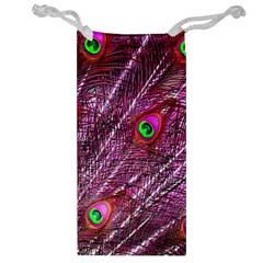 Peacock Feathers Coloured Plumage Pink Red Jewelry Bag