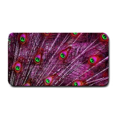 Peacock Feathers Coloured Plumage Pink Red Medium Bar Mat by Perong