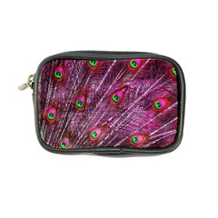 Peacock Feathers Coloured Plumage Pink Red Coin Purse by Perong