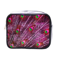 Peacock Feathers Coloured Plumage Pink Red Mini Toiletries Bag (one Side) by Perong