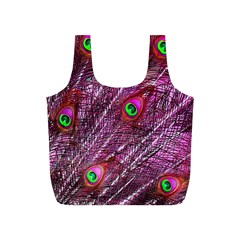 Peacock Feathers Coloured Plumage Pink Red Full Print Recycle Bag (s) by Perong