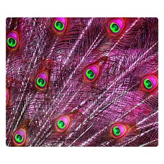 Peacock Feathers Coloured Plumage Pink Red Two Sides Premium Plush Fleece Blanket (kids Size) by Perong