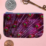 Peacock Feathers Coloured Plumage Pink Red Large Coin Purse Front