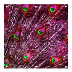 Peacock Feathers Coloured Plumage Pink Red Banner And Sign 4  X 4  by Perong