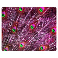 Peacock Feathers Coloured Plumage Pink Red Premium Plush Fleece Blanket (medium) by Perong