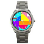 Pattern Design Decoration Sport Metal Watch Front