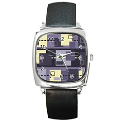 Pattern Design Abstract Lilac Square Metal Watch by Perong