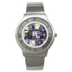 Pattern Design Abstract Lilac Stainless Steel Watch Front