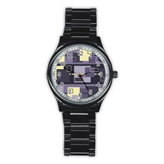 Pattern Design Abstract Lilac Stainless Steel Round Watch by Perong