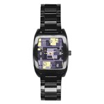 Pattern Design Abstract Lilac Stainless Steel Barrel Watch Front