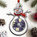 Pattern Design Abstract Lilac Metal Snowman Ornament Front