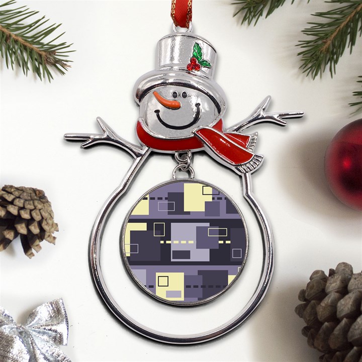 Pattern Design Abstract Lilac Metal Snowman Ornament