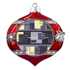 Pattern Design Abstract Lilac Metal Snowflake And Bell Red Ornament by Perong