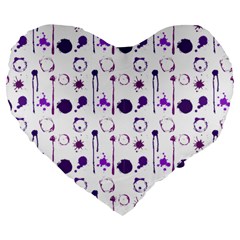 Liquid Splash Pattern Stroke Drip Large 19  Premium Flano Heart Shape Cushions by Perong