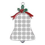 Abstract Pattern Texture Background Art Metal Holly Leaf Bell Ornament Front