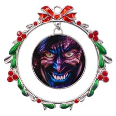 Shadow Madness (ai) Metal X mas Wreath Ribbon Ornament by dflcprintsclothing