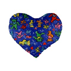 Grateful Dead Bears Standard 16  Premium Flano Heart Shape Cushions