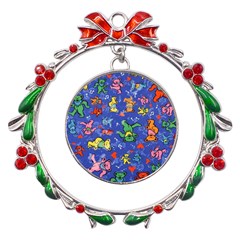 Grateful Dead Bears Metal X mas Wreath Ribbon Ornament by Perong