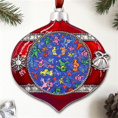 Grateful Dead Bears Metal Snowflake And Bell Red Ornament by Perong